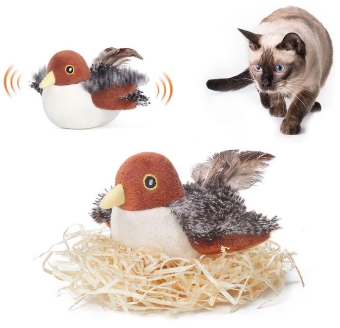 Cat Toys Rechargeable Flapping Bird Sparrow