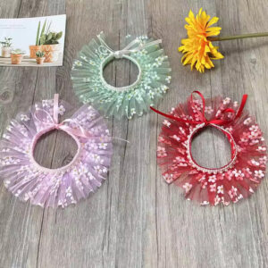 Cat Collars Pet Necklace Scarf Dog Bib Lace Flower Bow Ribbon (Pack of 3)