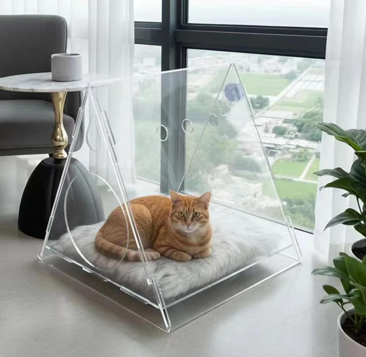 Cat Bed Cozy Triangle Acrylic cat Houses for Indoor Cats pet House - Image 4