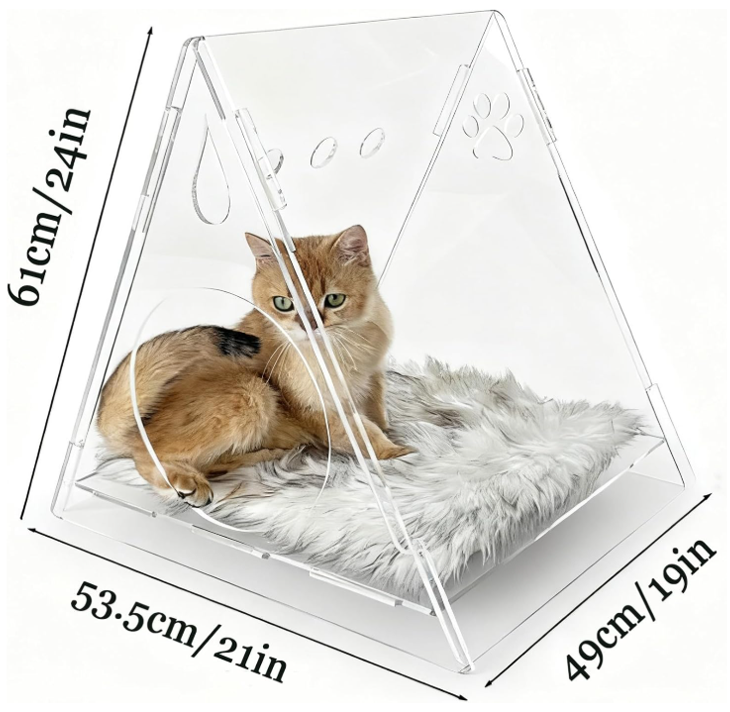 Cat Bed Cozy Triangle Acrylic cat Houses for Indoor Cats pet House - Image 3