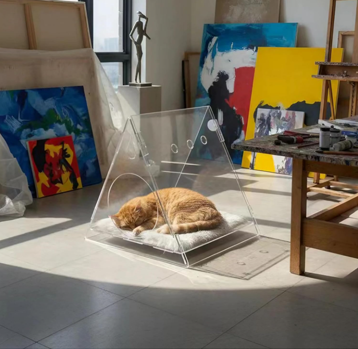 Cat Bed Cozy Triangle Acrylic cat Houses for Indoor Cats pet House - Image 2