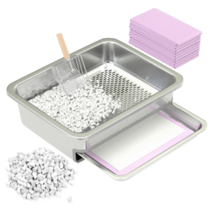 Dual-Layer Stainless Steel Cat Sifting Litter Box